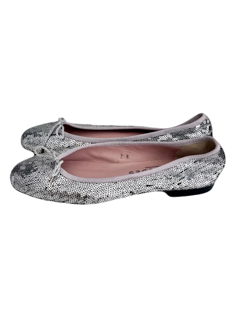 Paul Mayer Attitudes Silver Sequin Ballet Flats, Size 7